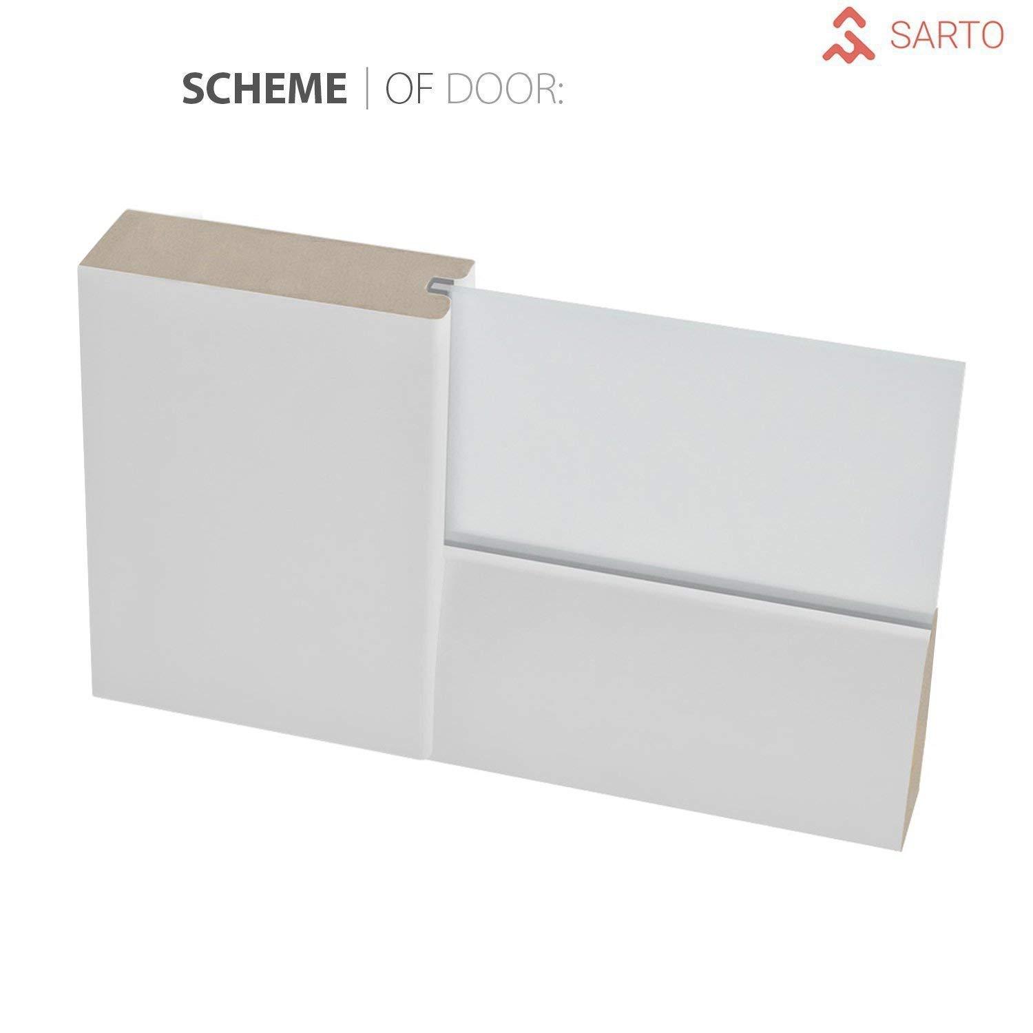 SARTODOORS Quadro Frosted Glass Sliding Closet White Door with Installation Hardware Kit