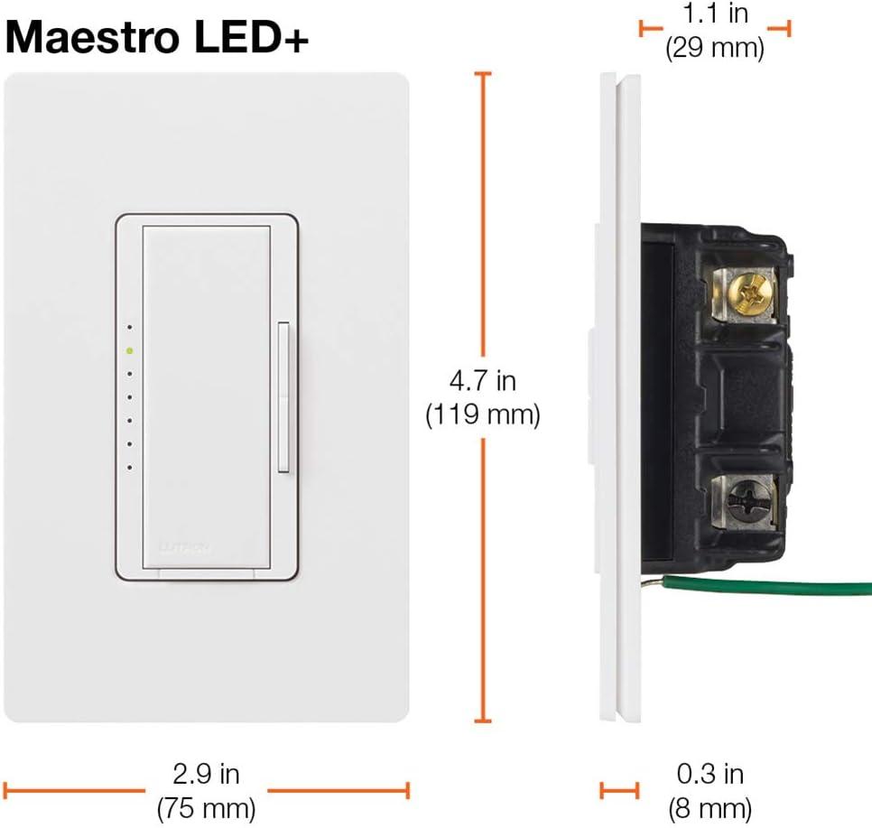 Lutron Maestro C.L Dimmer Switch for Dimmable LED, Halogen & Incandescent Bulbs, Single-Pole or Multi-Location, MACL-153M-WH
