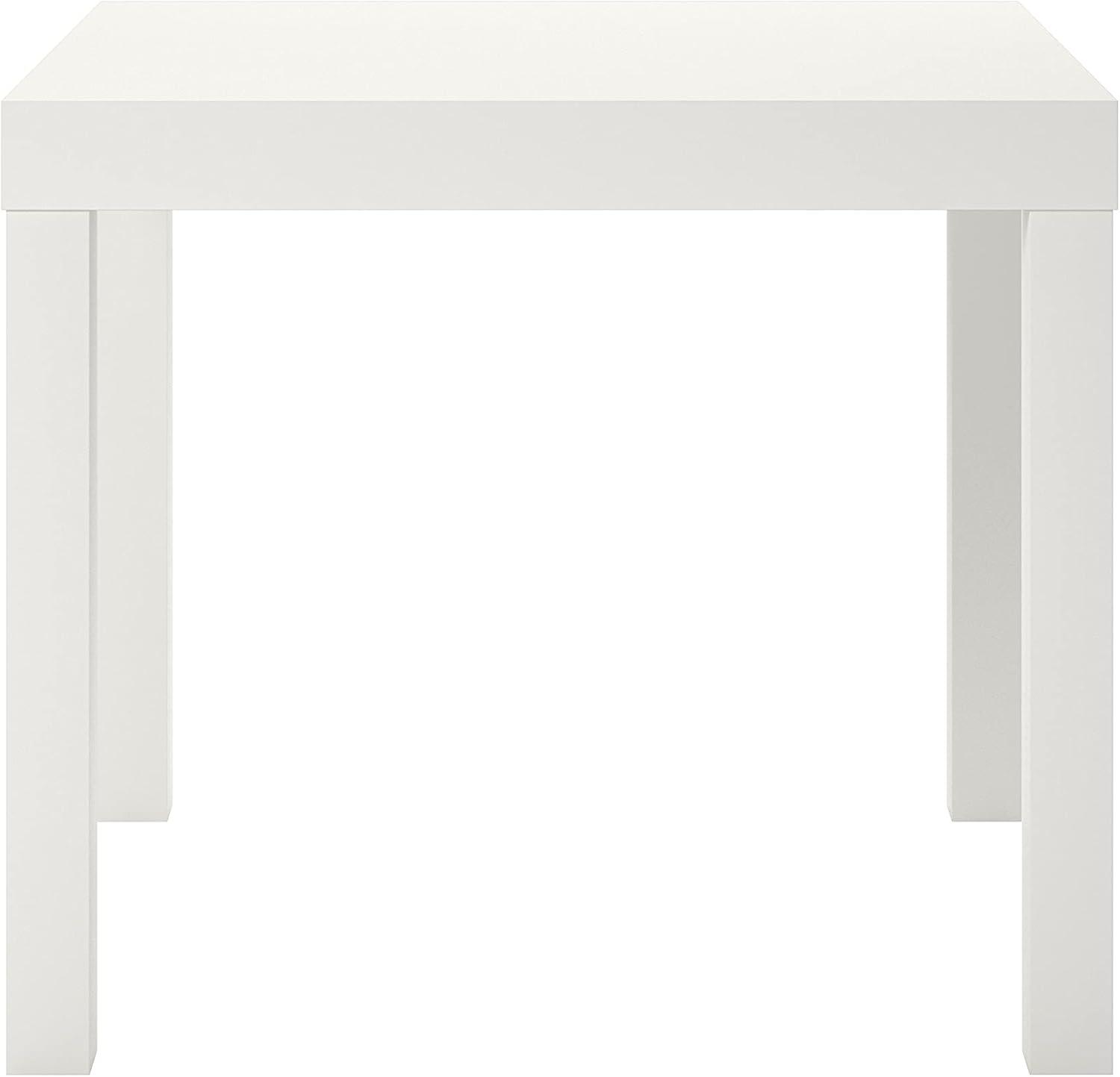 White PVC Laminated Parsons End Table, 20"