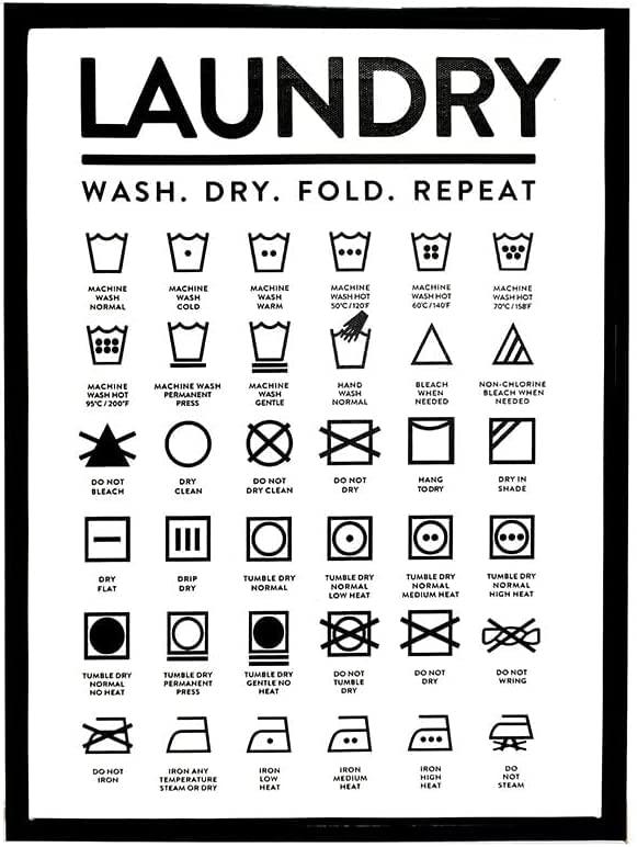 Nufar Laundry Symbols Guide Laundry Room Tin Sign Metal Wall Art Iron Painting for Indoor Outdoor Home Decor Room Door Accessories Poster Gifts 8x12 Inch