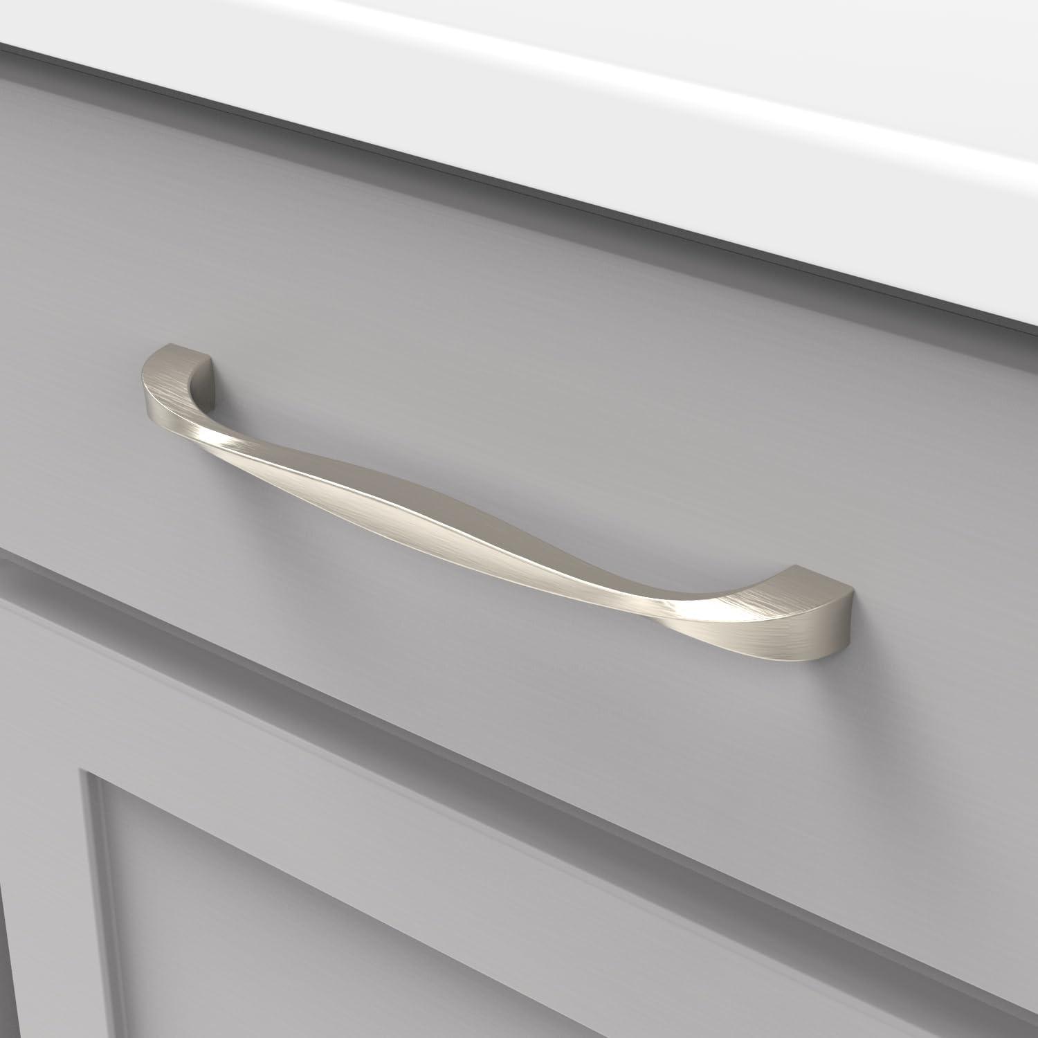 Satin Nickel 8 1/4" Modern Bar Cabinet Pulls with Mounting Hardware