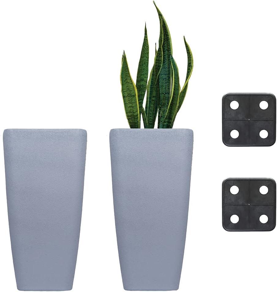 Stephan Roberts Tall Planters with Drainage Holes Planting Pots Set of 2 Gray 22 in.