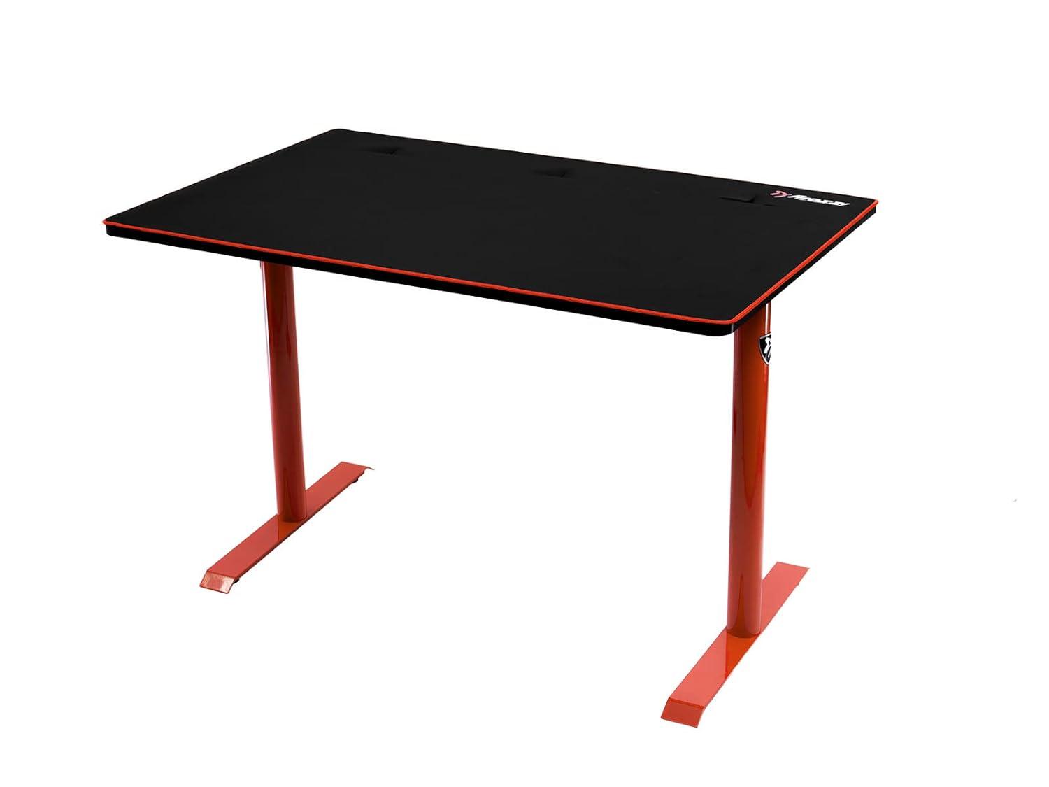 Compact Red & Black Gaming Desk with Full-Surface Mouse Pad