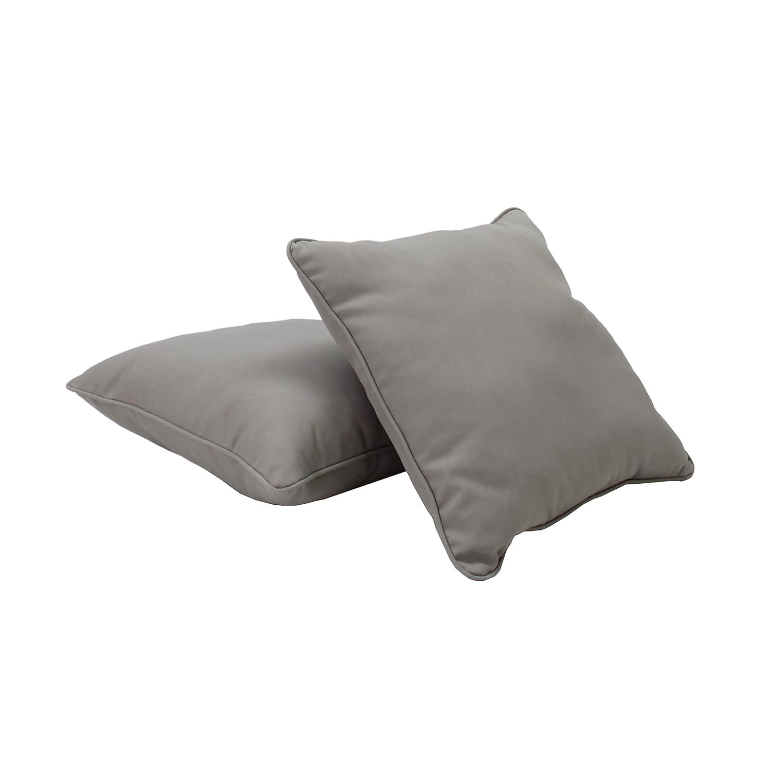 Gray Synthetic Square Indoor/Outdoor Throw Pillow Set with Piping