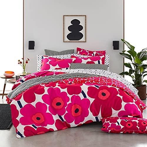 Marimekko Unikko Cotton Red Duvet Cover Set