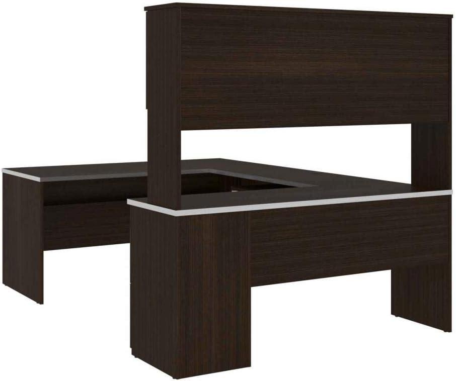 Bestar Ridgeley U Shaped Desk in Dark Chocolate & White Chocolate