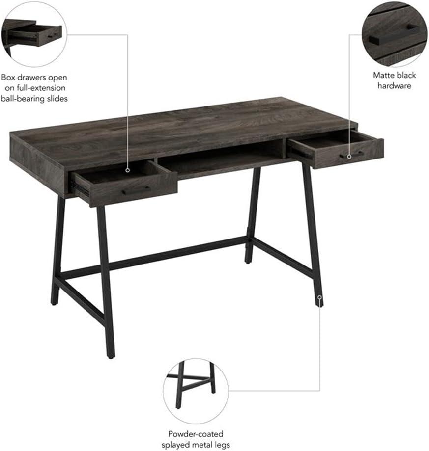 Steele 54W Writing Desk in Dark Gray Hickory by Bush Furniture - Engineered Wood