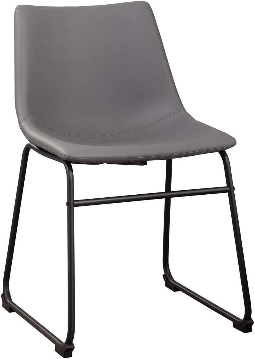 Signature Design by Ashley Centiar Urban Industrial Faux Leather Bucket Dining Chair, Set of 2, Gray