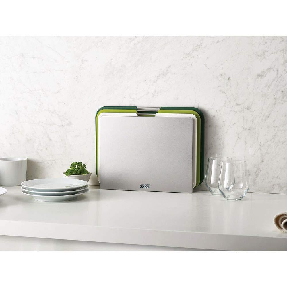 Joseph Joseph Color-Coded Plastic Cutting Board Set with Stand