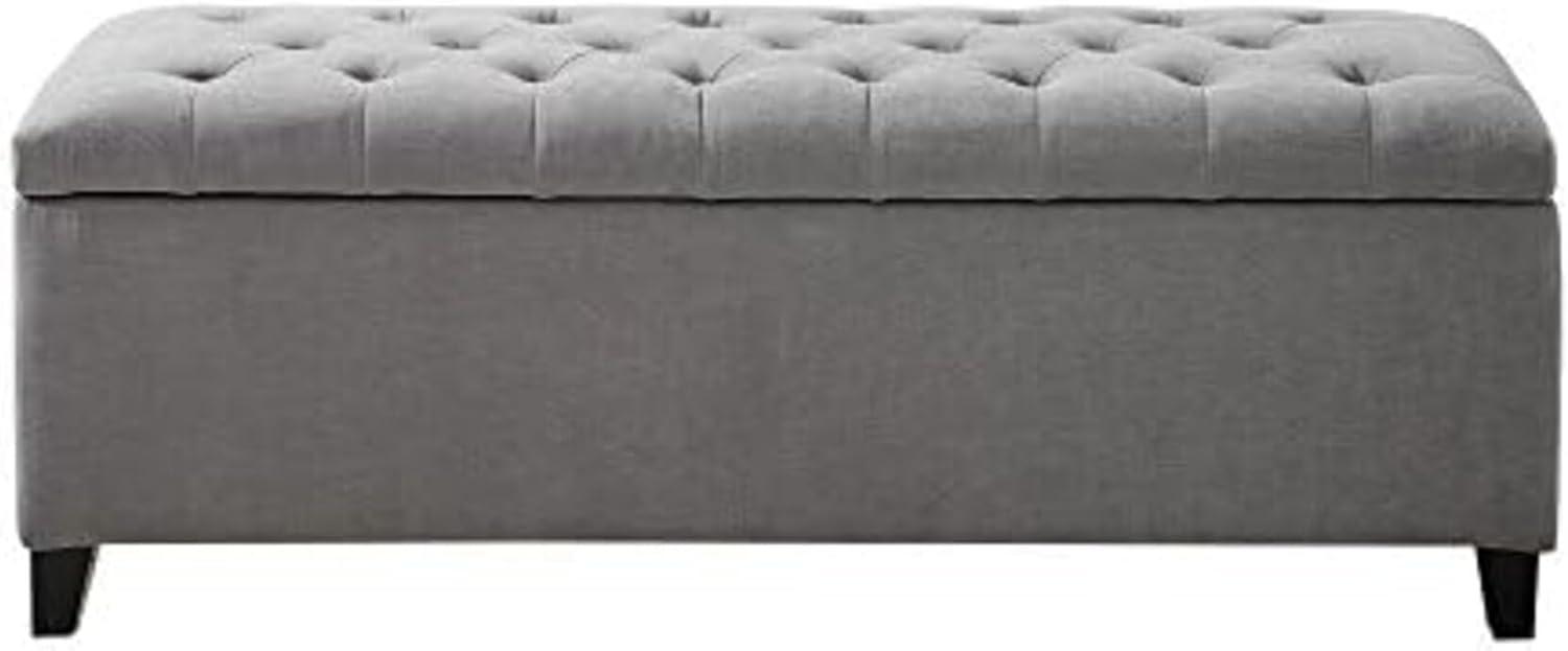 Selah Tufted Top Storage Bench - Gray: Upholstered Ottoman with Wood Legs, Polyester, Spot Clean