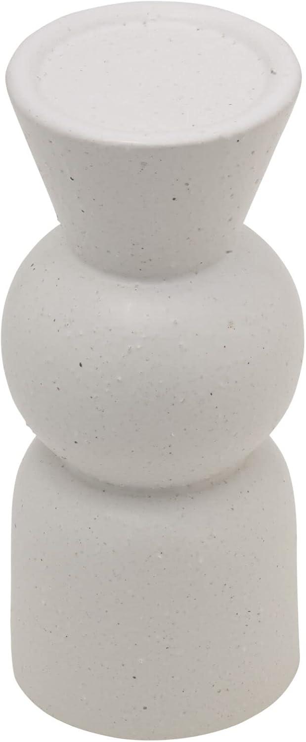 Elements 9 Inch Ceramic White Mid Ball Candle Holder