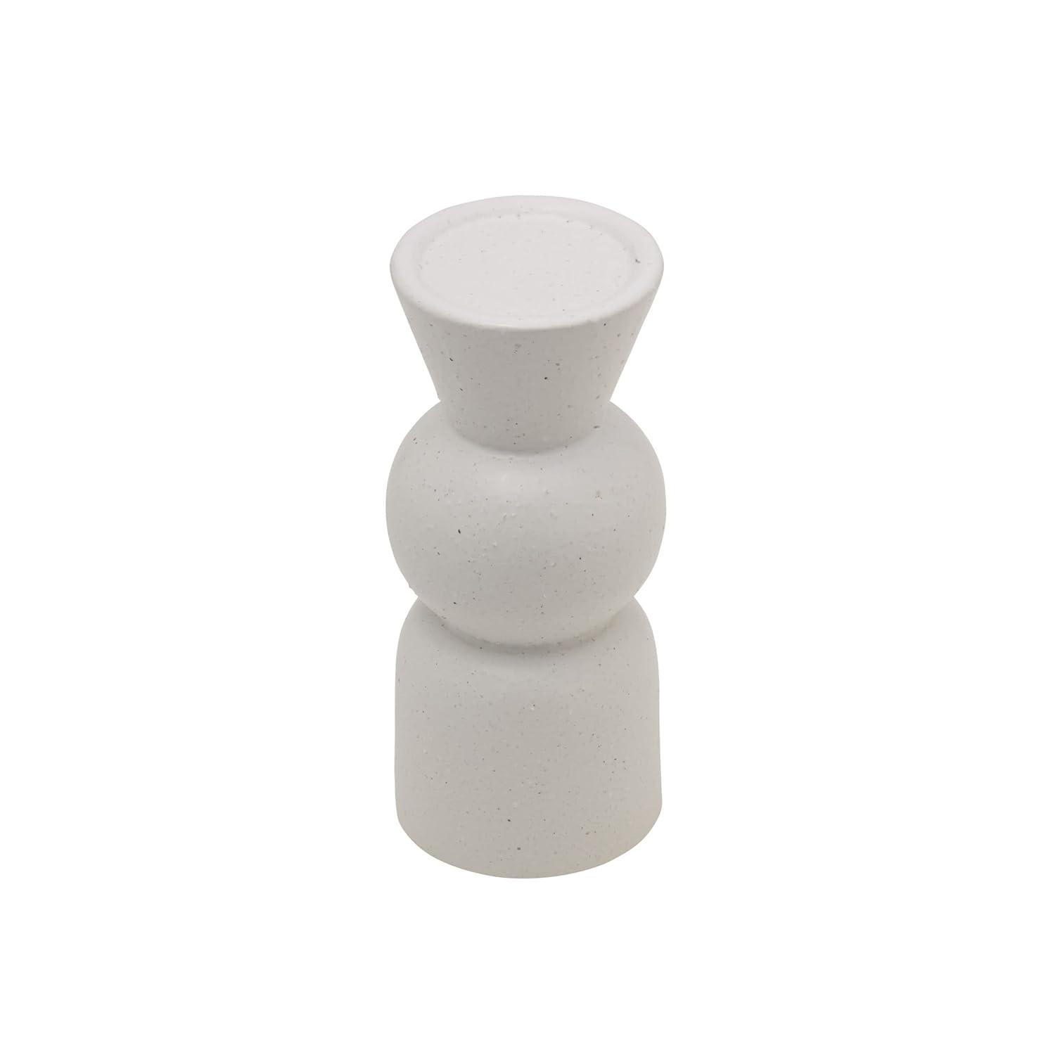 Elements 9 Inch Ceramic White Mid Ball Candle Holder