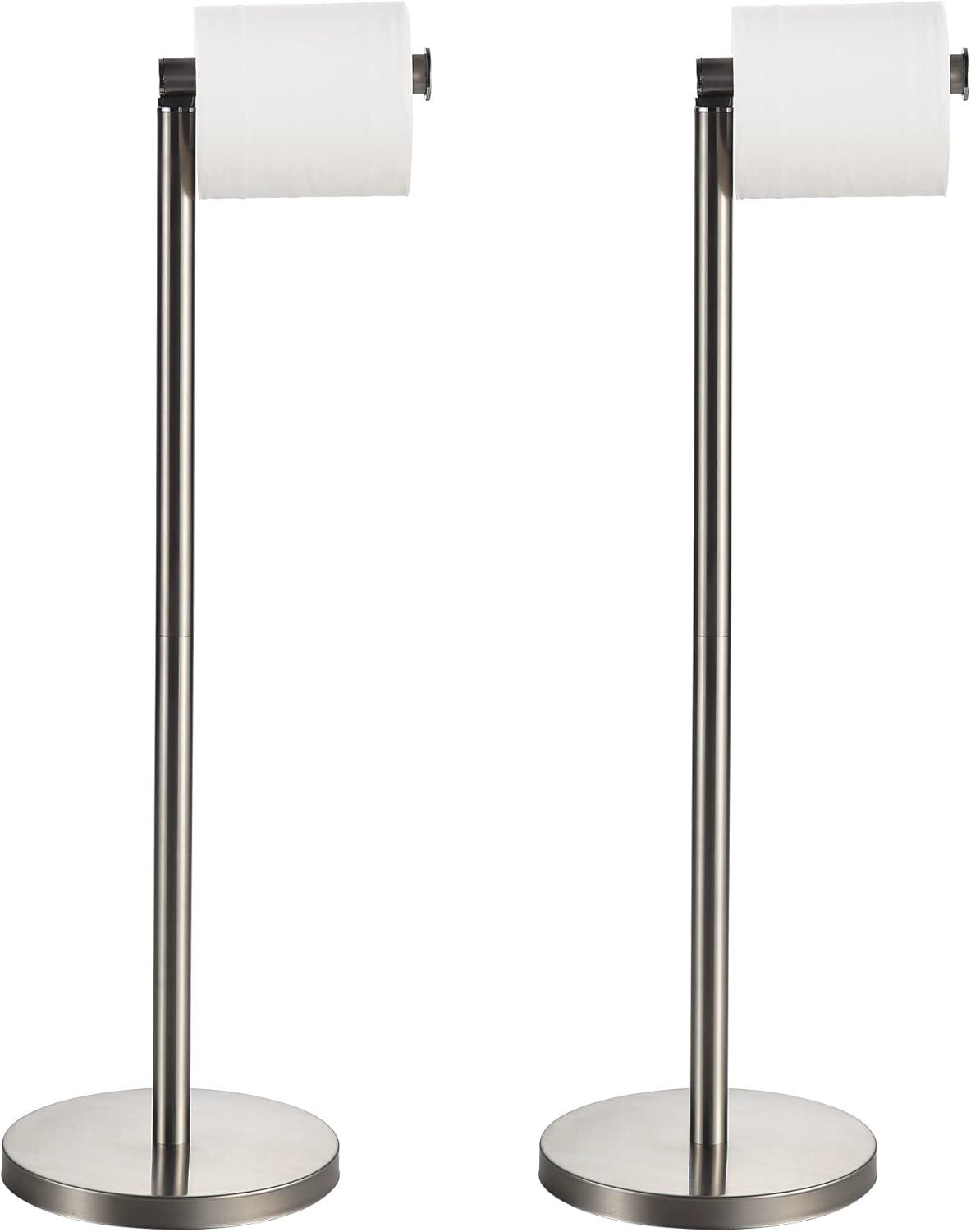 BGL Freestanding Toilet Paper Holder - Brushed Nickel, Reserve Storage for Paper Rolls