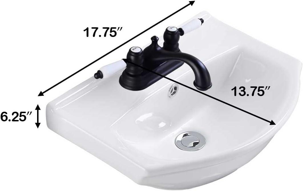 The Renovators Supply Inc. 17.75'' White Porcelain U-Shaped Bathroom Sink with Overflow