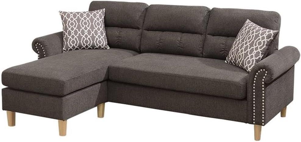 Poundex Furniture Fabric Reversible Sofa Sectional Set in Tan Brown Color