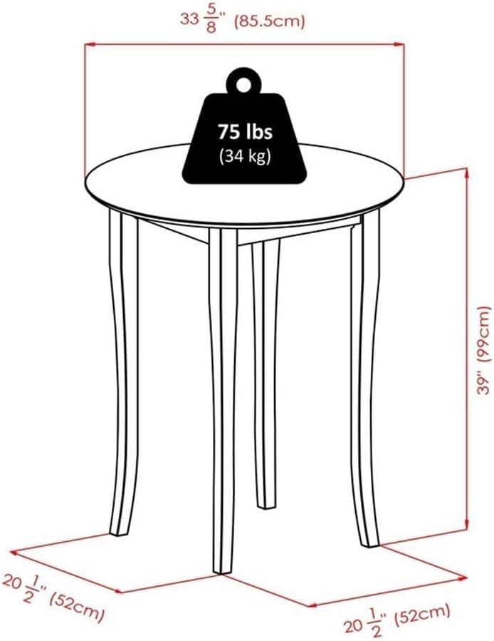 38.9 x 33.86 x 33.86 in. Fiona High Round Table with 2 Bar V-Back Stool, Walnut - 3 Piece