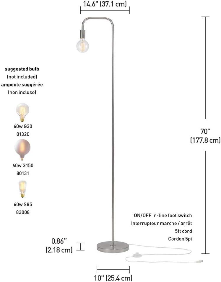 70" Holden Brushed Steel Industrial Floor Lamp