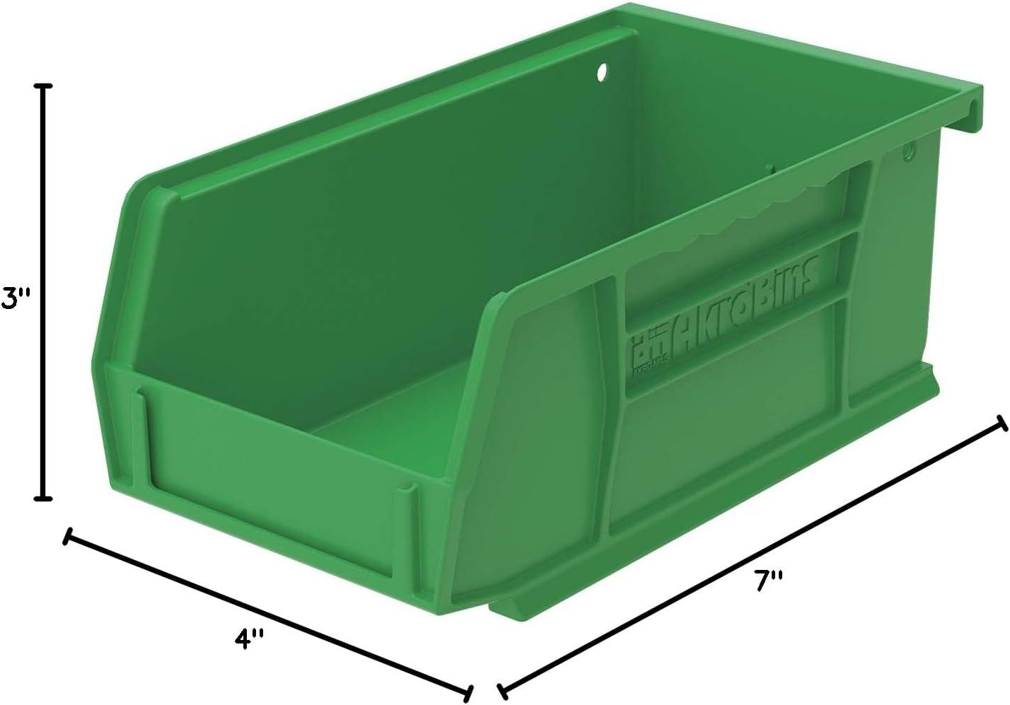 Green Stackable Plastic Storage Bin, 7 x 4 x 3 Inches