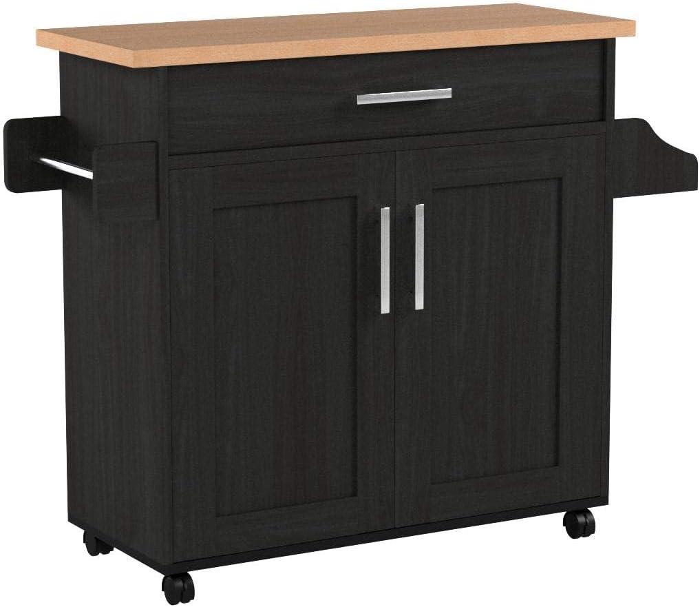 Hodedah Kitchen Island in Black Beech