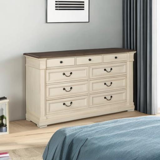 Bolanburg Dresser Antique White: 9-Drawer Storage, No Assembly - Signature Design by Ashley