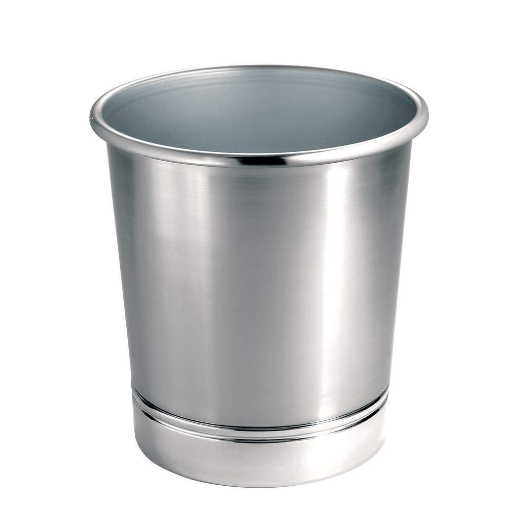iDESIGN York Metal Wastebasket Trash Can Brushed Nickel/Chrome