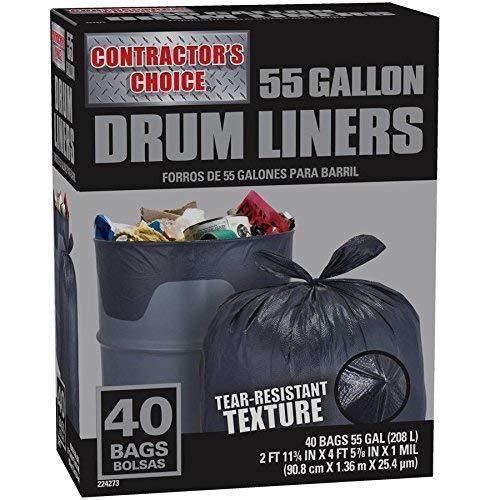 Contractor's Choice Contractor 55-Gallon Scent free Black Outdoor Plastic Construction Flap Tie Trash Bag 40 -Count