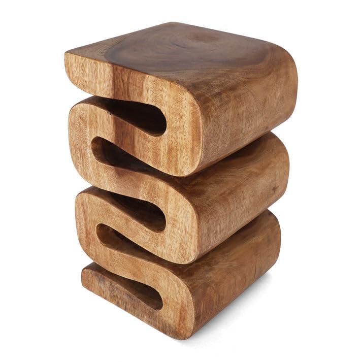 Rutledge & King Suar Wood Hand Carved End Table - Aspen