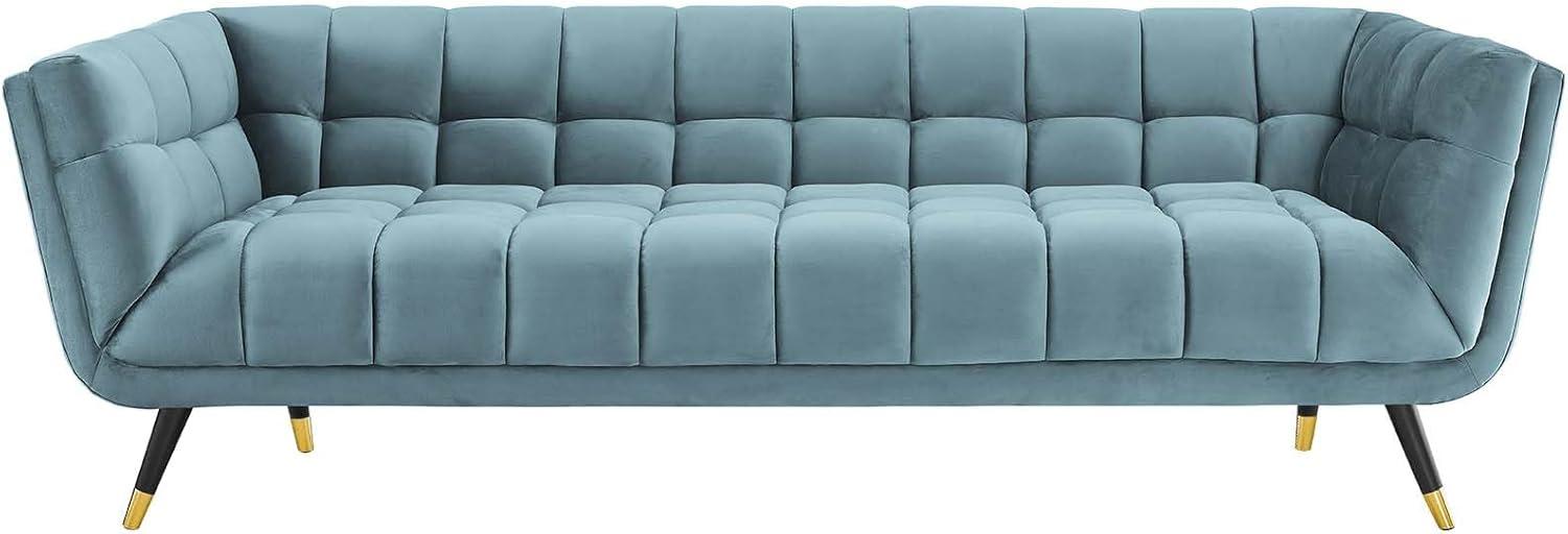 Modern Contemporary Urban Design Living Room Lounge Club Lobby Sofa, Velvet Fabric, Blue