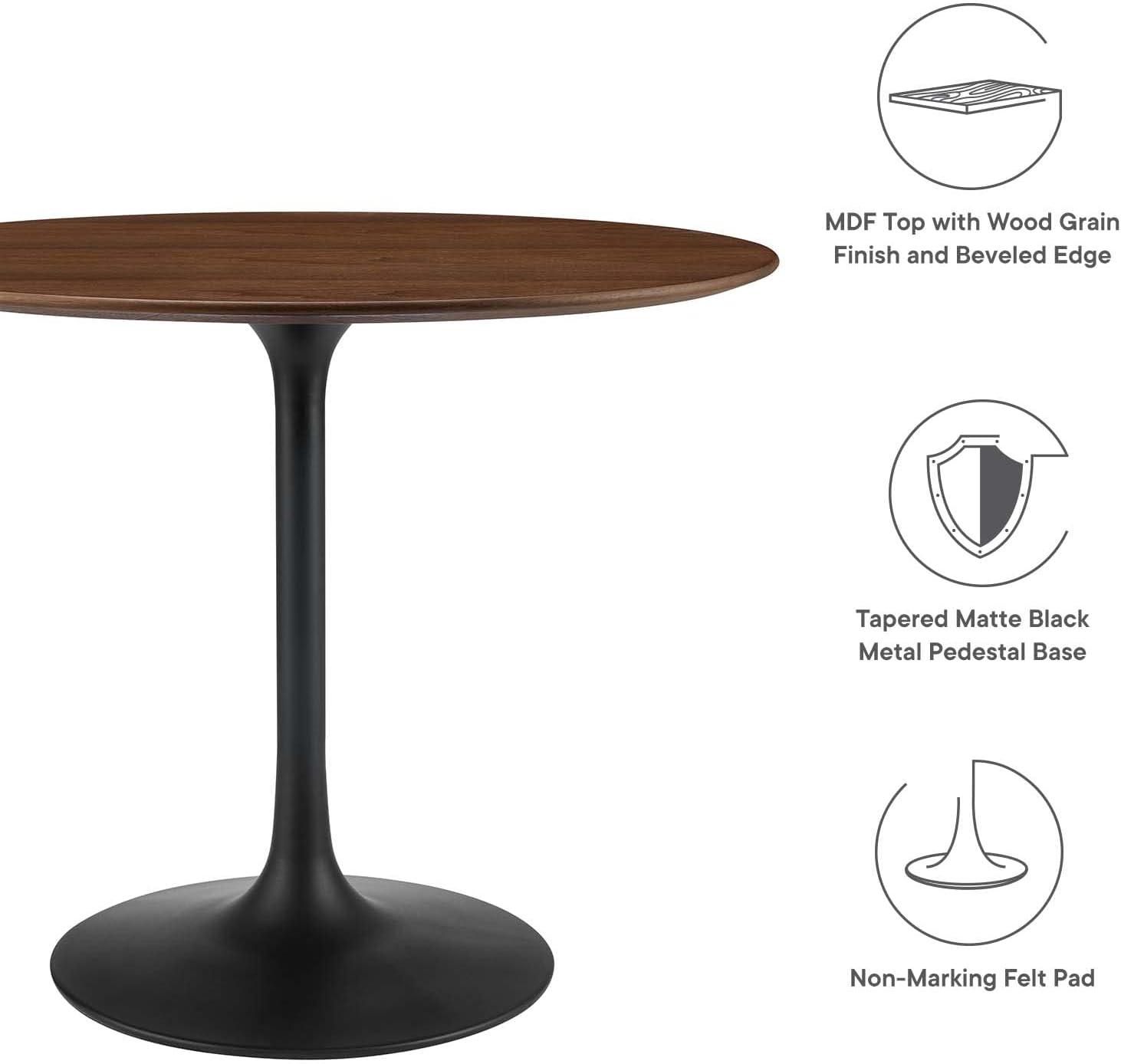 Modway Lippa 36" Round Wood Grain Dining Table in Black Walnut