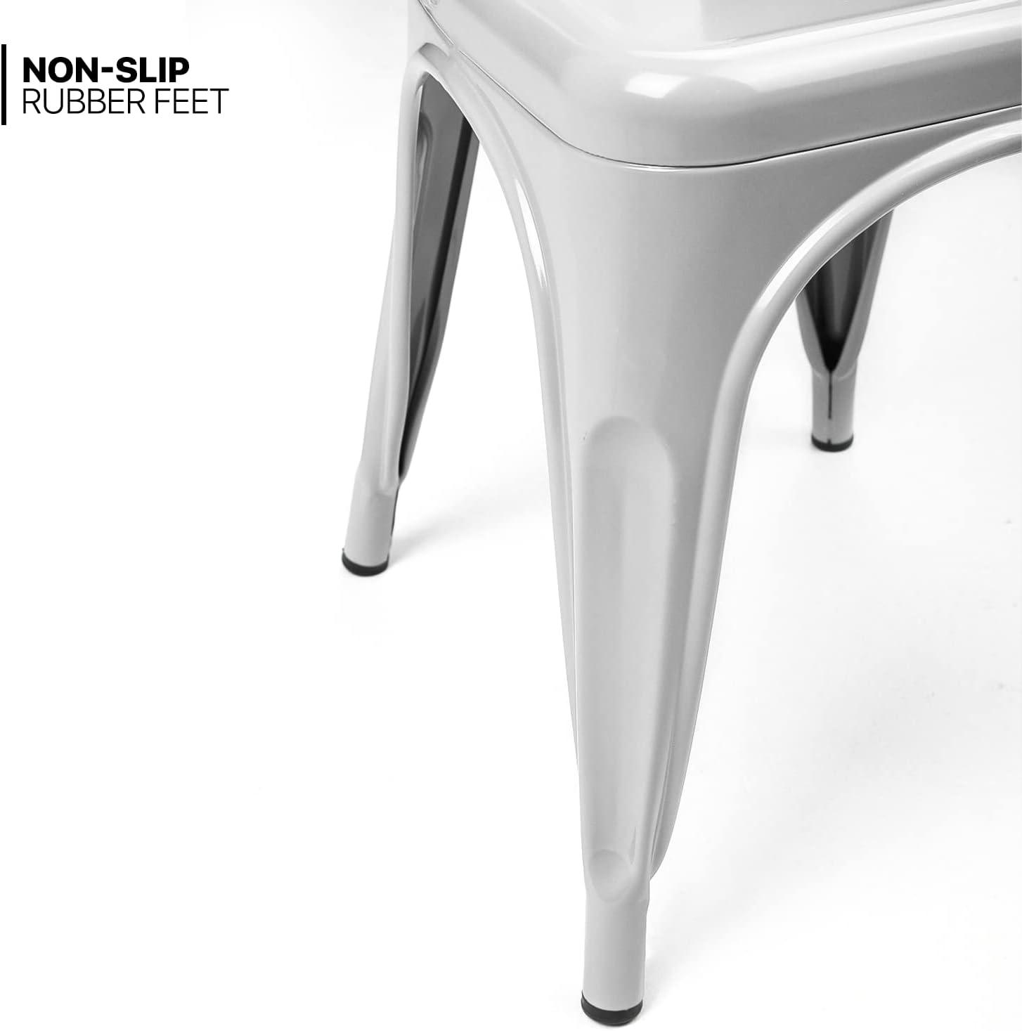 MoNiBloom Stackable Metal Dining Chairs Set of 4, with High Backrest, for Indoor Outdoor Restaurant, Gary