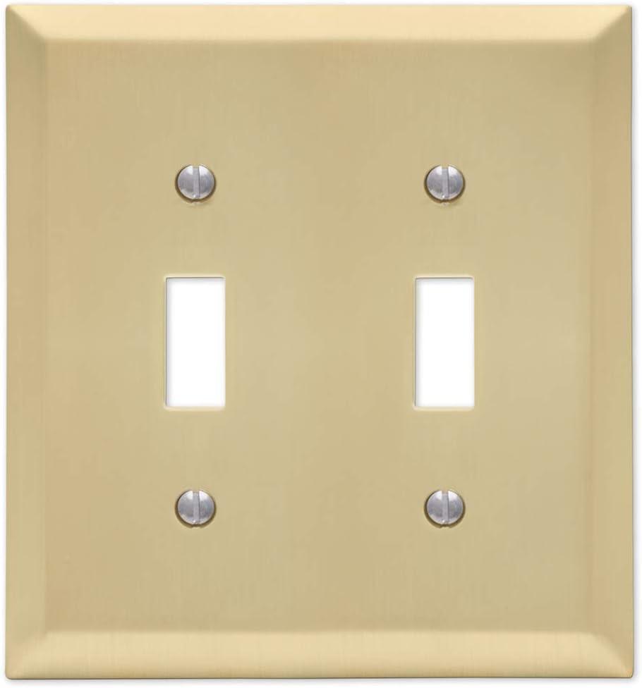 Amerelle Century Satin Brass Brass 2 gang Stamped Steel Toggle Wall Plate 1 pk