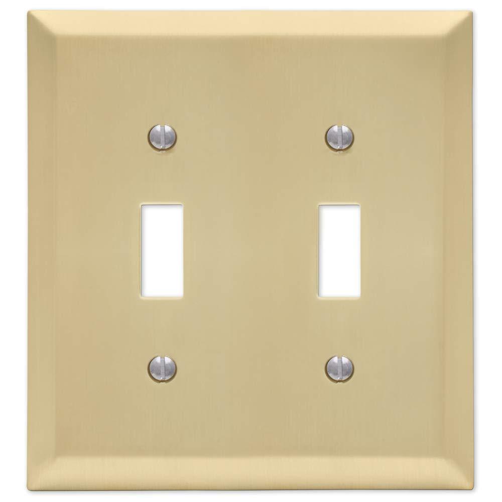 Amerelle Century Satin Brass Brass 2 gang Stamped Steel Toggle Wall Plate 1 pk