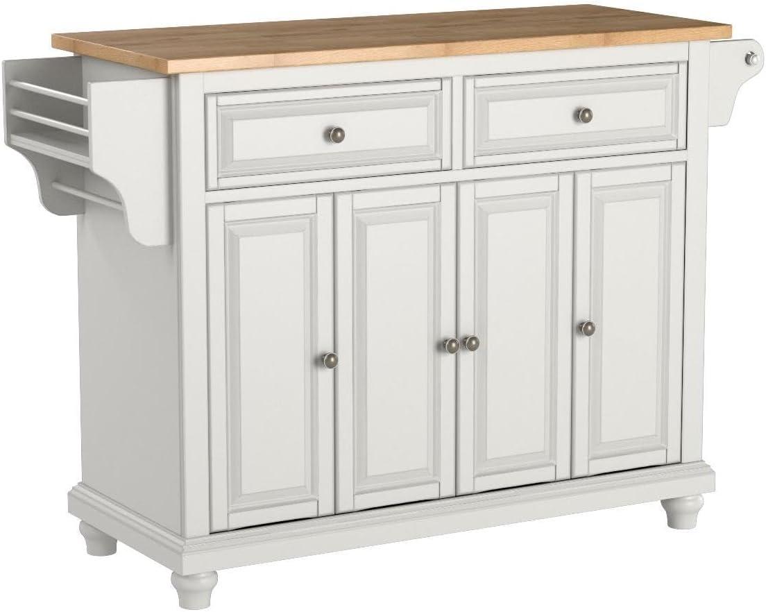 Cambridge Classic White and Natural Wood Full-Size Kitchen Island