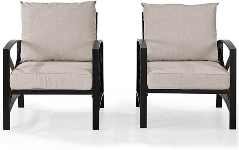 2pc Kaplan Outdoor Chair Set Oatmeal - Crosley: Steel Frame, UV-Resistant Cushions, Patio Seating