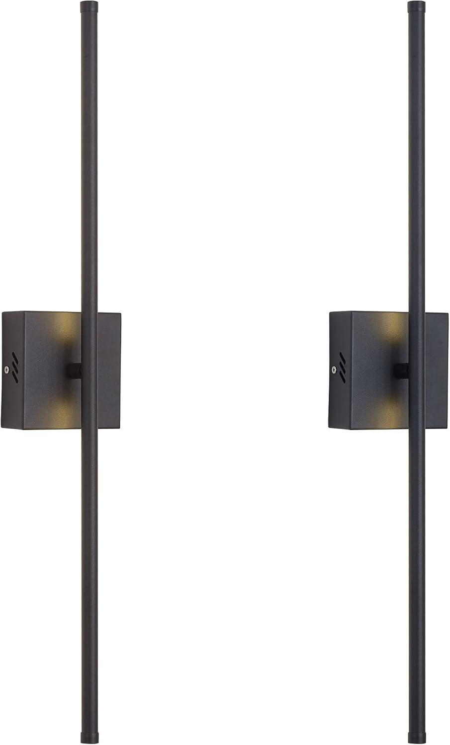 Modern Wall Sconces Set of Two, Dimmable Hardwired Wall Sconces, 350° Rotate, LED Matte Black Wall Light Fixtures, 3000K Warm Light Wall Lamp for Bathroom, Living Room, 27.8 Inch (2 Pack)