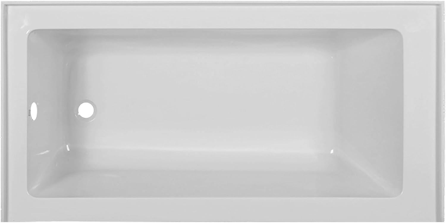 Fine Fixtures Acrylic, Fiberglass Alcove Soaking Bathtub with Integral Apron Front in Glossy White - Left Hand Drain, 60" x 30"