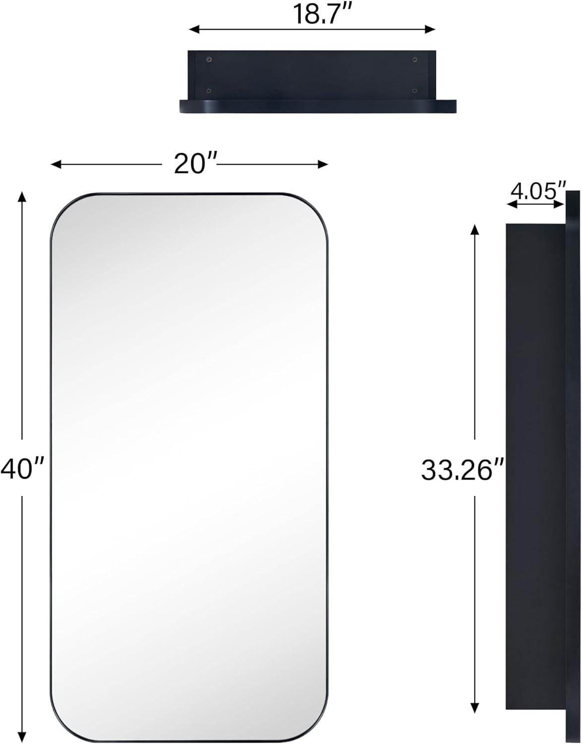 TEHOME Black Surface and Recessed Mount Rectangular Stainless Steel Metal Framed Bathroom Medicine Cabinet with Mirror, 22'' W x 30'' H