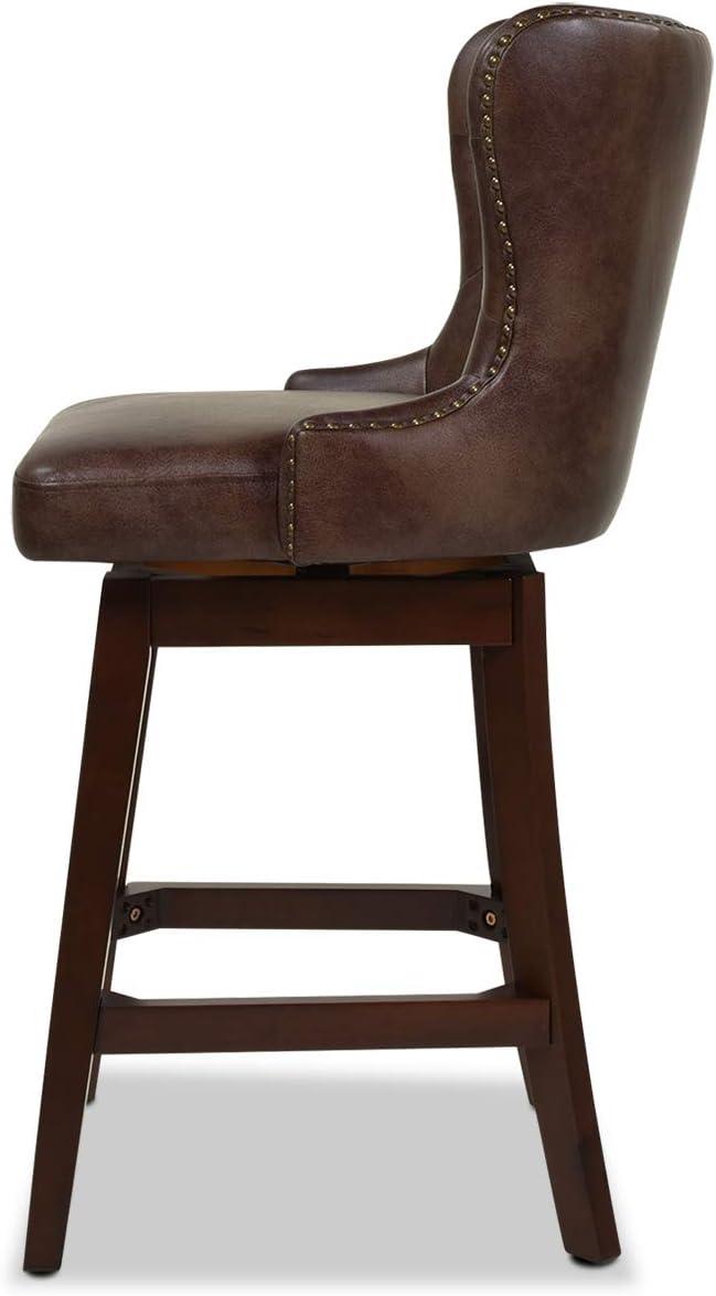 Holmes Tufted High-Back 360 Swivel Counter-Height Barstool Mid Brown