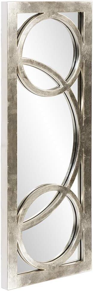 Rectangle Dynasty Decorative Wall Mirror Silver - Howard Elliott: Modern Style, Swirl Accents, No Assembly Required