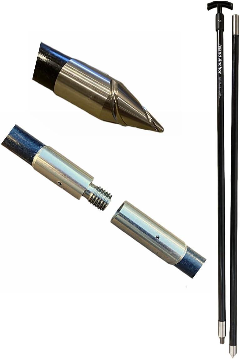 Black 8' Fiberglass Shallow Water Anchor Pole with Stainless Steel Tip