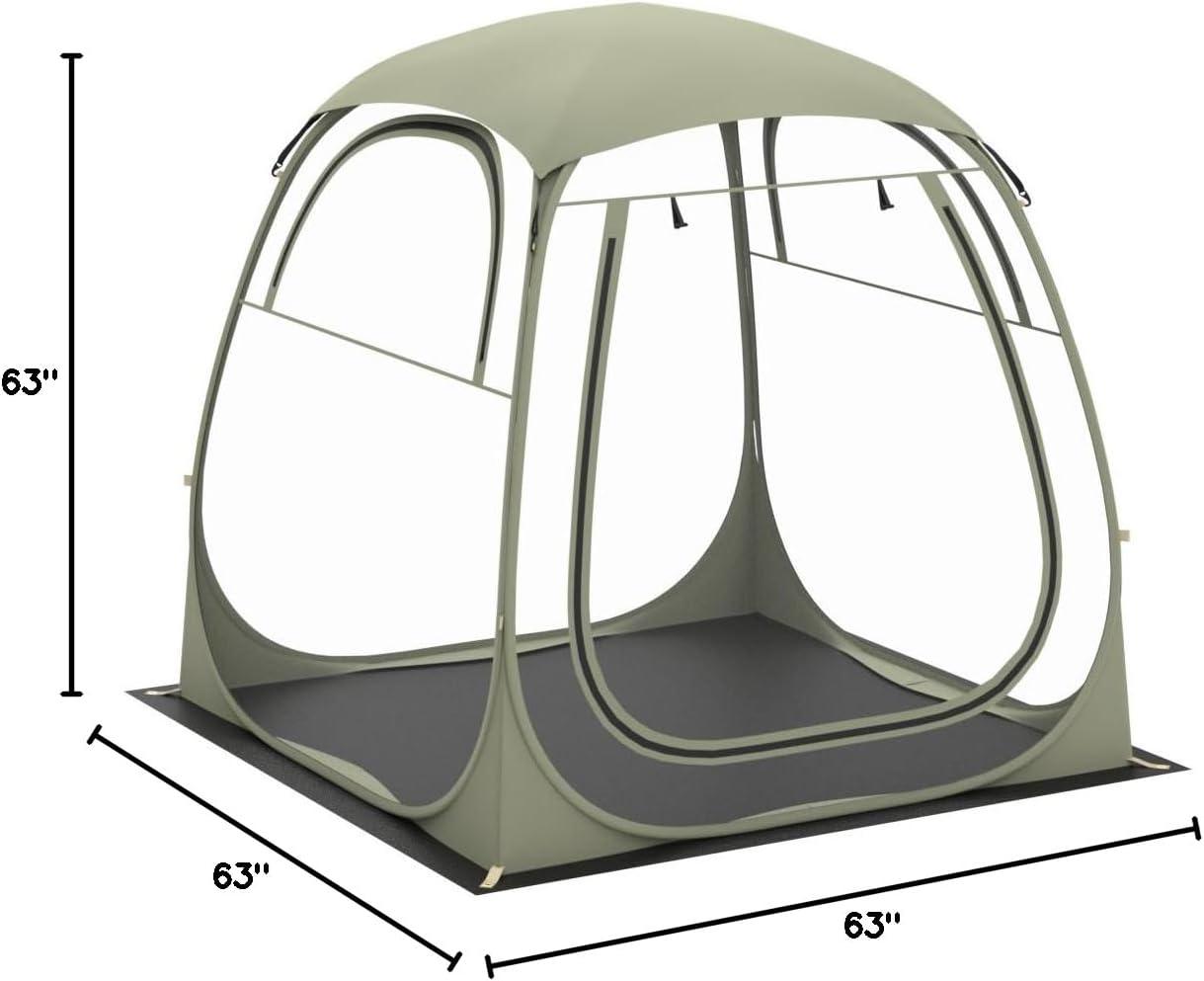 Beige 4-Person Rectangular Camping Bubble Tent with Carry Bag