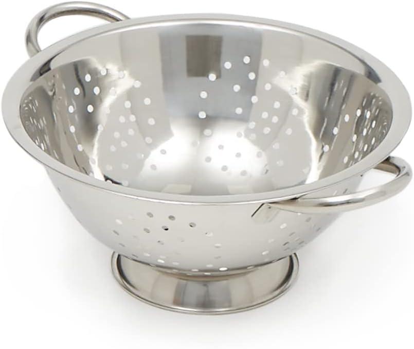 Stainless Steel Deep Colander with Handles, 3 Quart, Silver