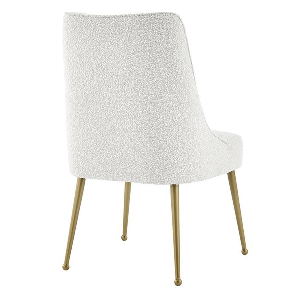 Cedric Fabric Dining Side Chair Gold Legs, (Set of 2) Beige