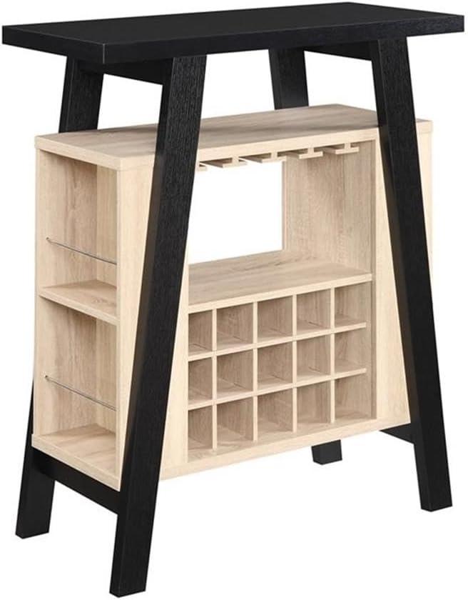 Convenience Concepts Newport Bar Console in Black and Weathered White Wood