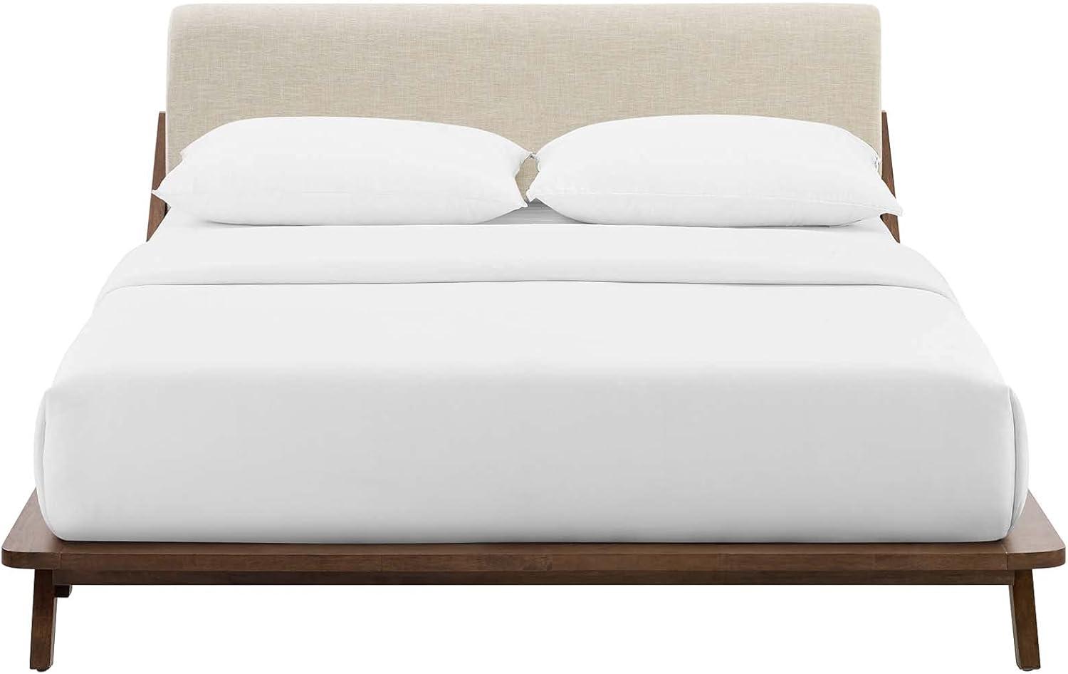 Luella Queen Upholstered Fabric Platform Bed (6047-WAL-BEI)