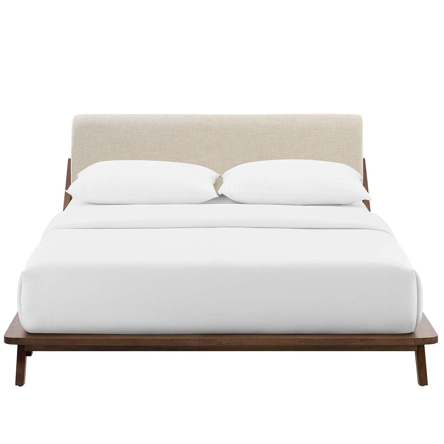 Luella Queen Upholstered Fabric Platform Bed (6047-WAL-BEI)