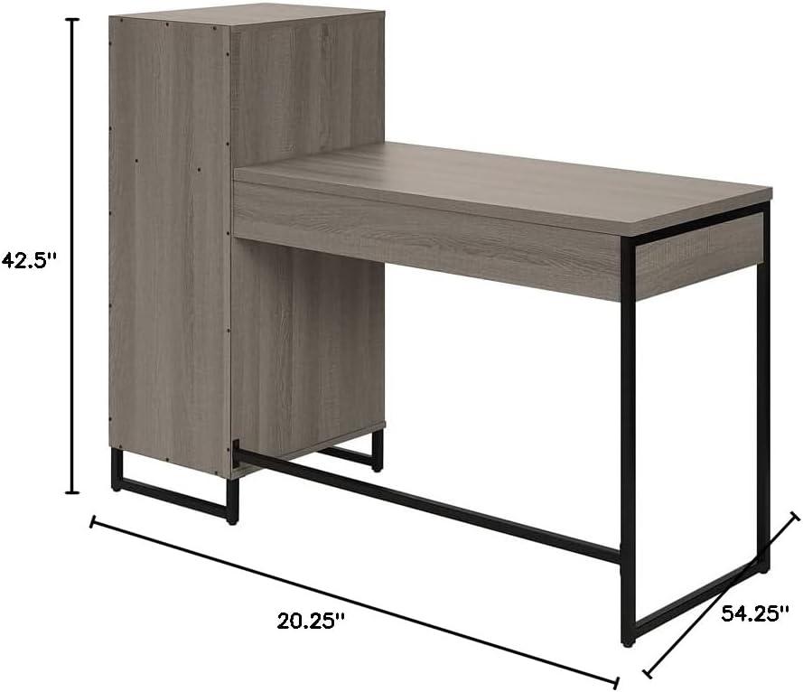 Hagney Lane Worksmart Sit-To-Stand Desk in Farm Oak Engineered Wood