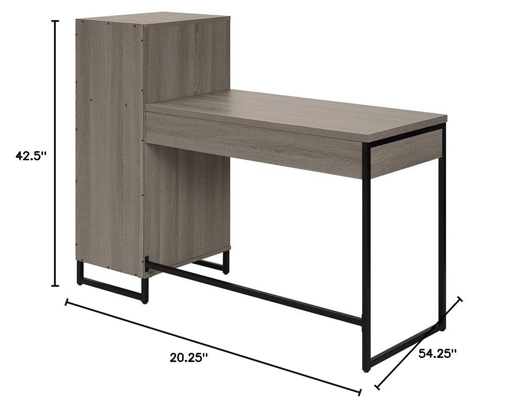 Hagney Lane Worksmart Sit-To-Stand Desk in Farm Oak Engineered Wood
