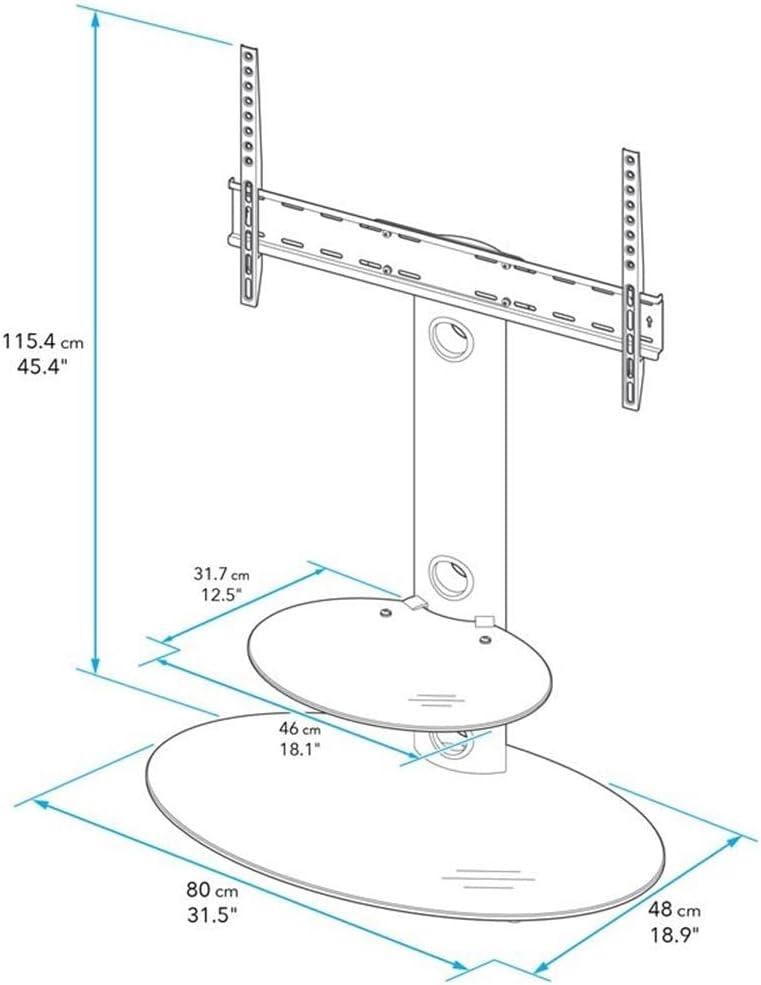 Lugano Black Tempered Glass Corner TV Stand with Mount for 32"-50"