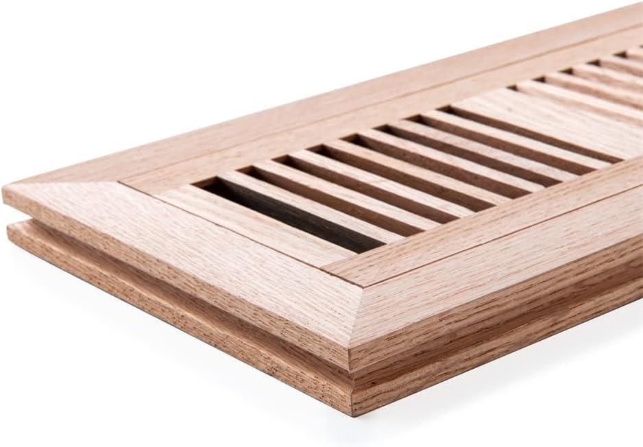 Hardwood White Oak Floor Register, Flush Mount with Frame, 4x10 Inch, Unfinished